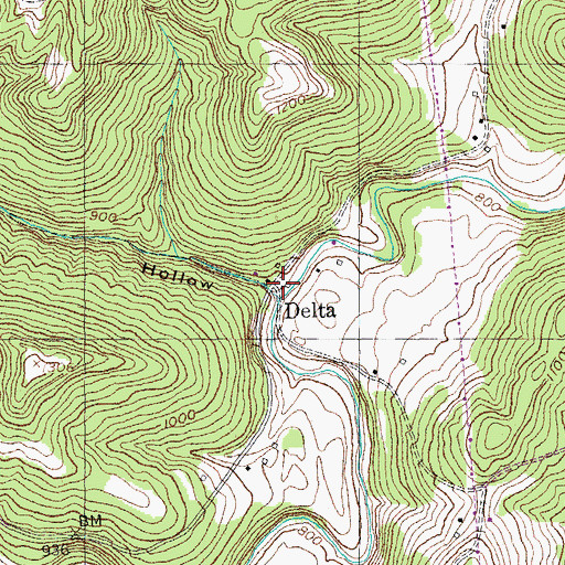 Topographic Map of Delta Post Office (historical), KY