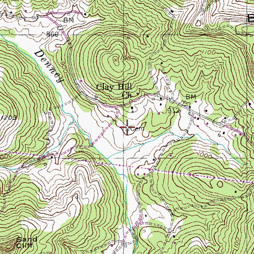 Topographic Map of Denney Cemetery, KY