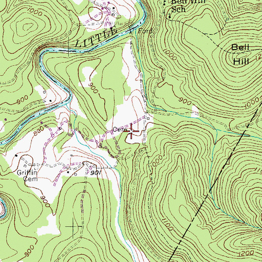 Topographic Map of Denny Farm Cemetery, KY