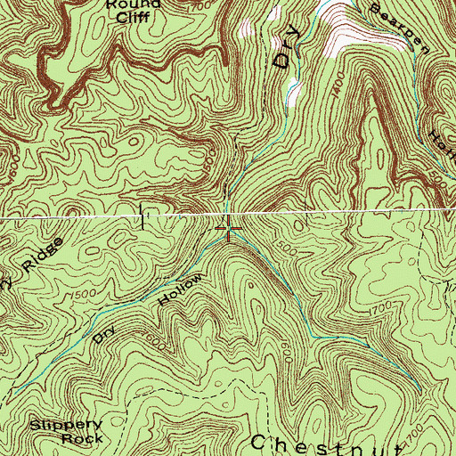 Topographic Map of Dry Hollow Creek, KY