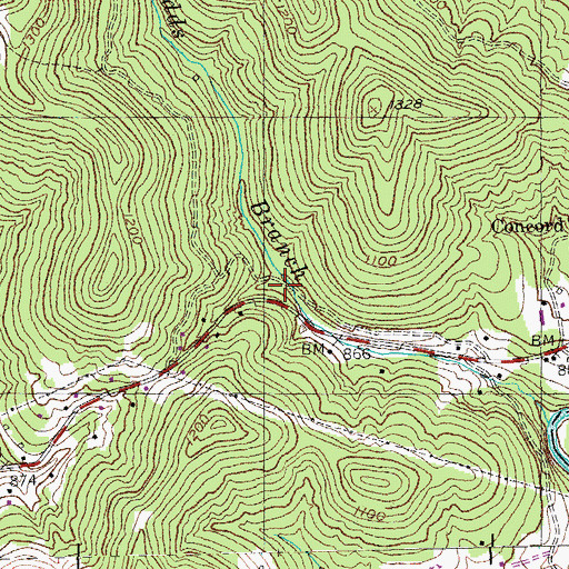 Topographic Map of Frank Gregory Hollow, KY