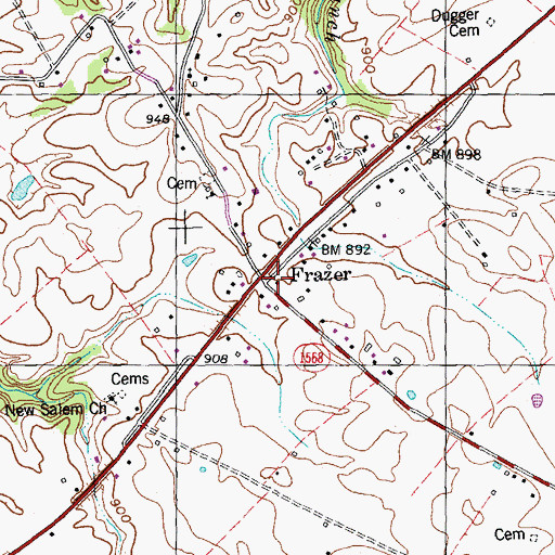 Topographic Map of Frazer Post Office (historical), KY