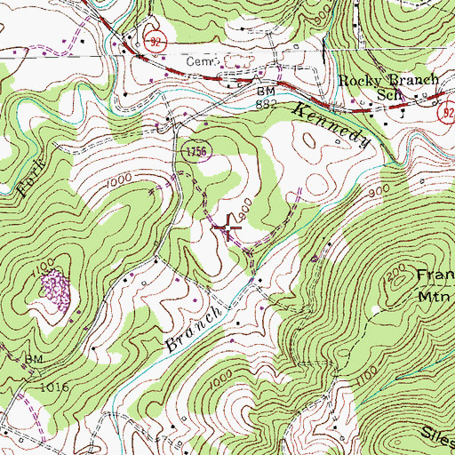 Topographic Map of Grant Roberts Cemetery, KY