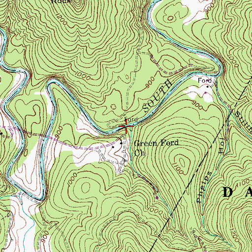 Topographic Map of Green Ford, KY