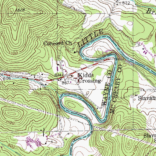 Topographic Map of Gregory Cemetery, KY