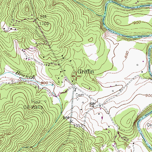 Topographic Map of Griffin Post Office (historical), KY