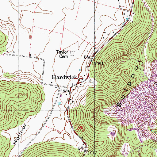 Topographic Map of Hardwick Post Office (historical), KY