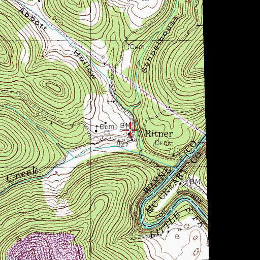 Topographic Map of Jeremiah Denney Cemetery, KY
