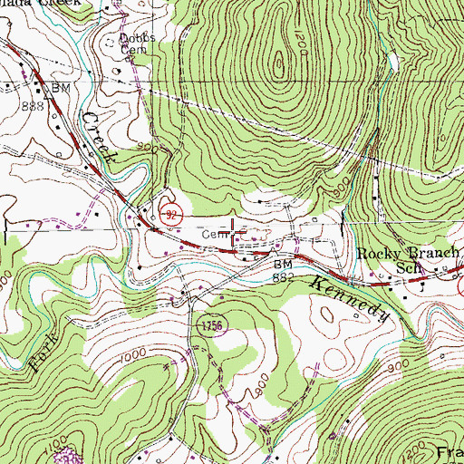 Topographic Map of John Barrier Cemetery, KY