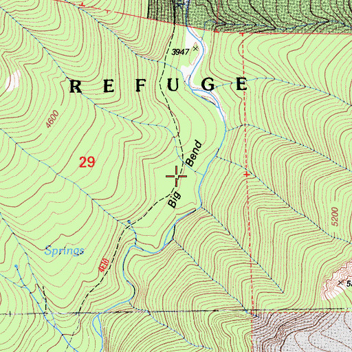 Topographic Map of Big Bend, CA