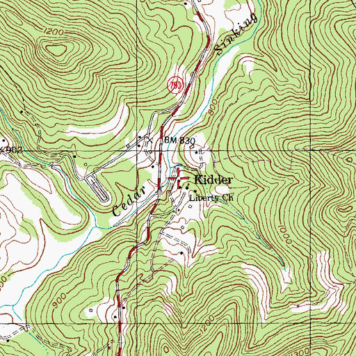 Topographic Map of Kidder Post Office (historical), KY