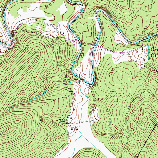 Topographic Map of Lonesome Valley, KY