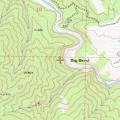 Topographic Map of Big Bend, CA