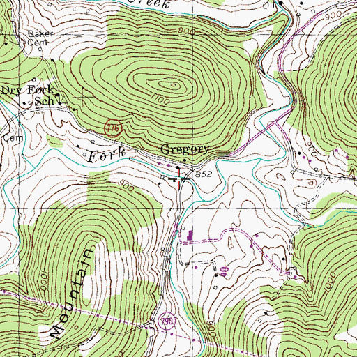 Topographic Map of Old Powell Cemetery, KY