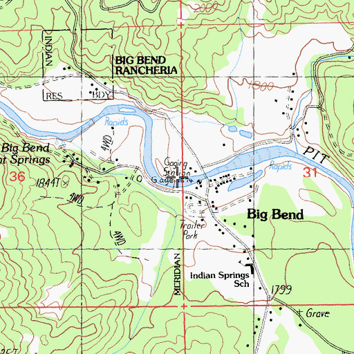 Topographic Map of Big Bend, CA