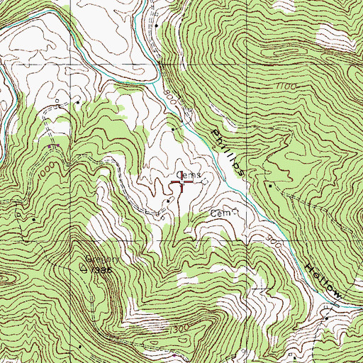 Topographic Map of Persimmon Tree Cemetery, KY