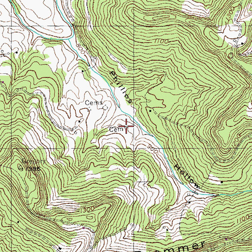 Topographic Map of Pine Tree Cemetery, KY