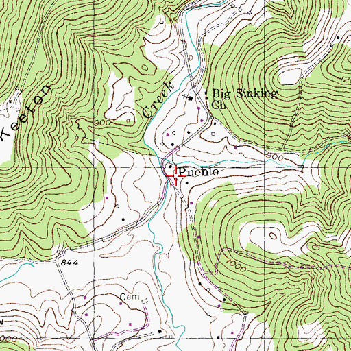 Topographic Map of Pueblo Post Office (historical), KY