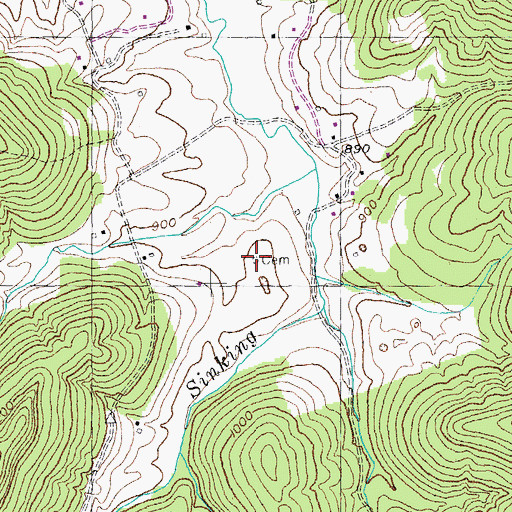 Topographic Map of Roberts Cemetery, KY
