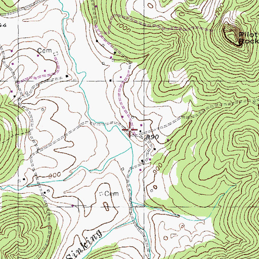 Topographic Map of Roberts-Bell Cemetery, KY