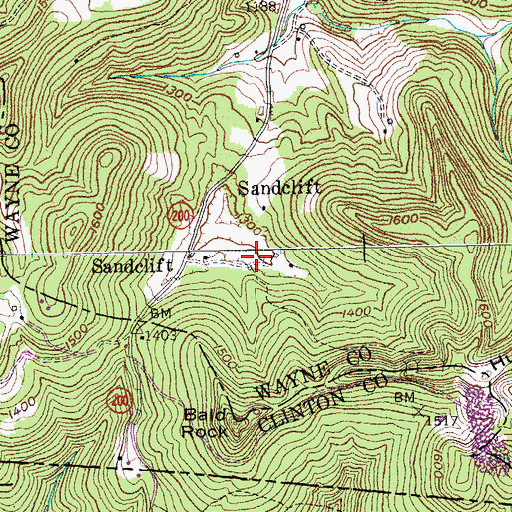 Topographic Map of Sandclift Post Office (historical), KY