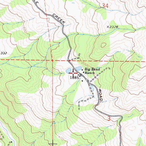 Topographic Map of Big Bend Ranch, CA