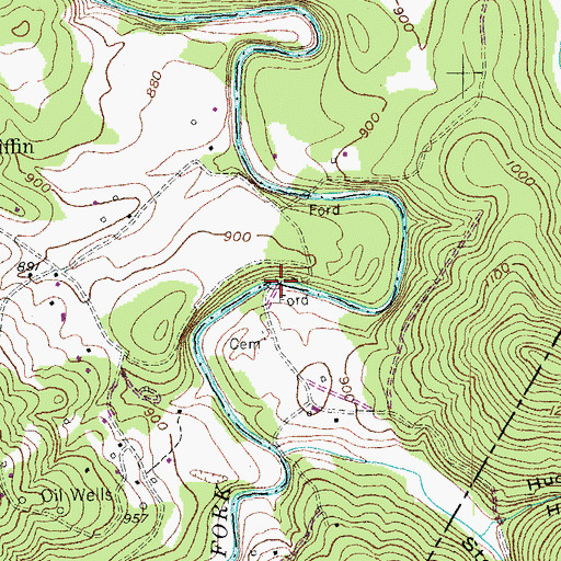 Topographic Map of Steele Ford, KY