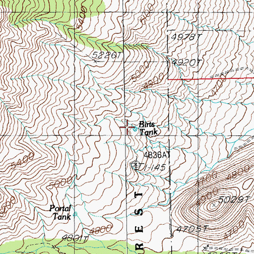 Topographic Map of Birts Tank, AZ