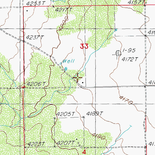 Topographic Map of Damell Ranch, AZ