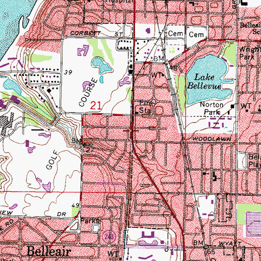 Topographic Map of Wildwood Park, FL