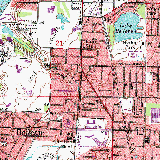 Topographic Map of Fairview Park, FL
