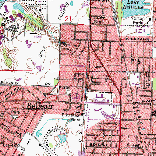Topographic Map of Sunny Park, FL