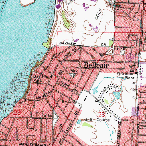 Topographic Map of De Soto Park, FL