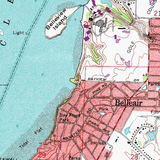Topographic Map of Waterfall Park, FL