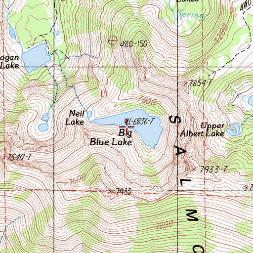 Topographic Map of Big Blue Lake, CA