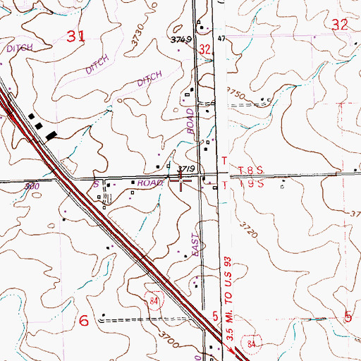 Topographic Map of Lateral L-14, ID