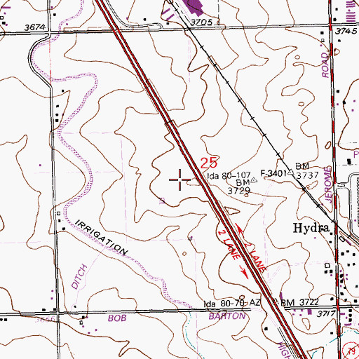 Topographic Map of Lateral L-34, ID