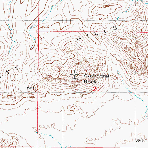 Topographic Map of Cathedral Rock, AZ