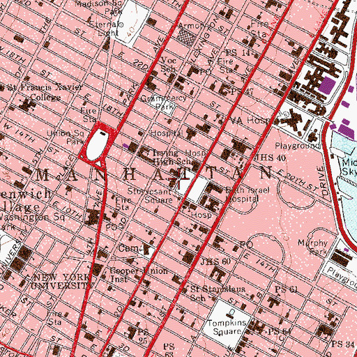Topographic Map of Friends Seminary, NY