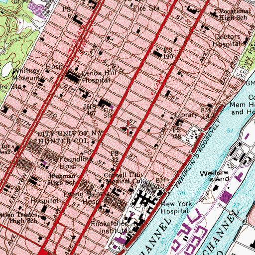 Topographic Map of Cathedral School, NY