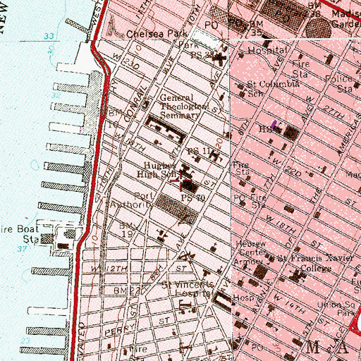 Topographic Map of Lorge School, NY