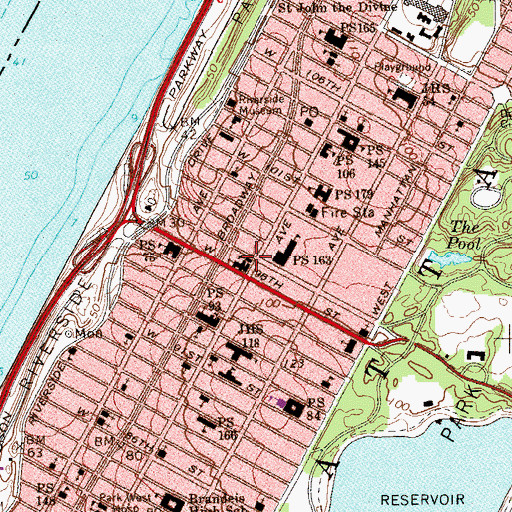 Topographic Map of Holy Name of Jesus School, NY