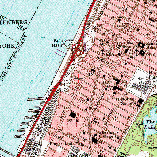 Topographic Map of Manhattan Day School, NY