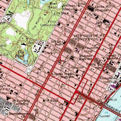 Topographic Map of Geneva School of Manhattan, NY