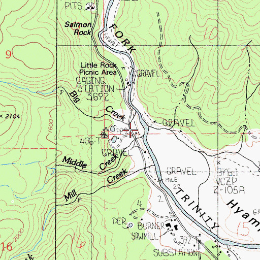 Topographic Map of Big Creek, CA