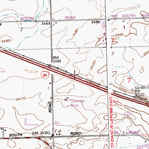 Topographic Map of Lateral S-8, ID