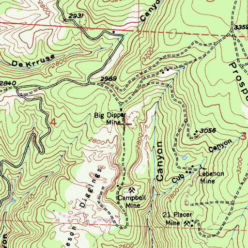Topographic Map of Big Dipper Mine, CA