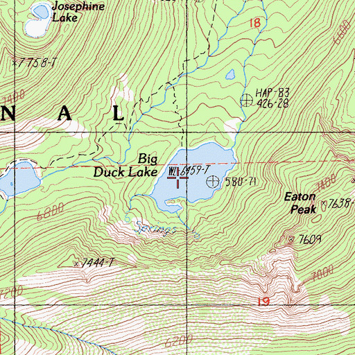 Topographic Map of Big Duck Lake, CA