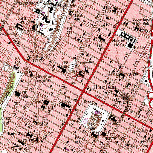 Topographic Map of Harlem Institute of Fashion, NY