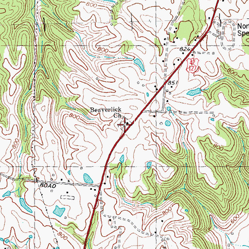 Topographic Map of Beaverlick Church Cemetery, KY